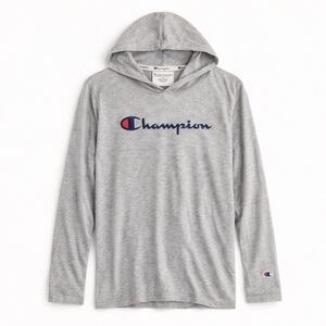 NWT Champion Lightweight Hoodie Long Sleeve Logo Tee XS Gray